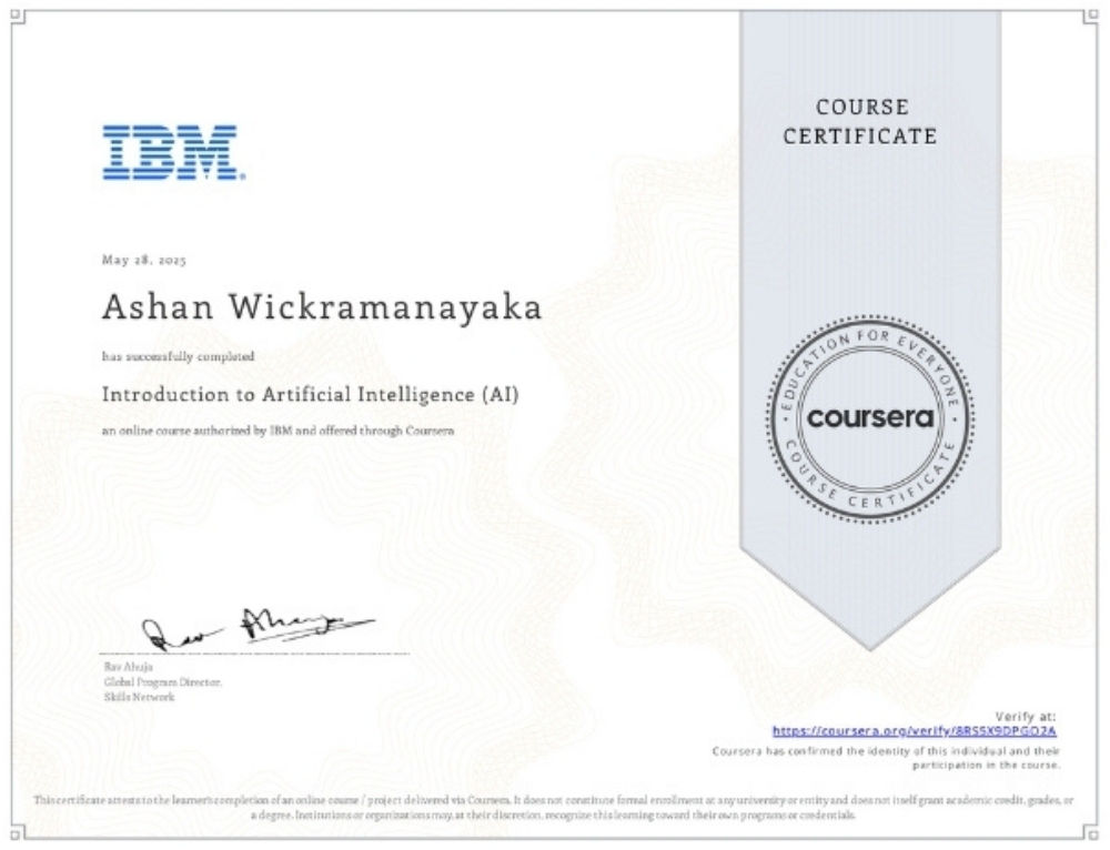 IBM AI Certificate