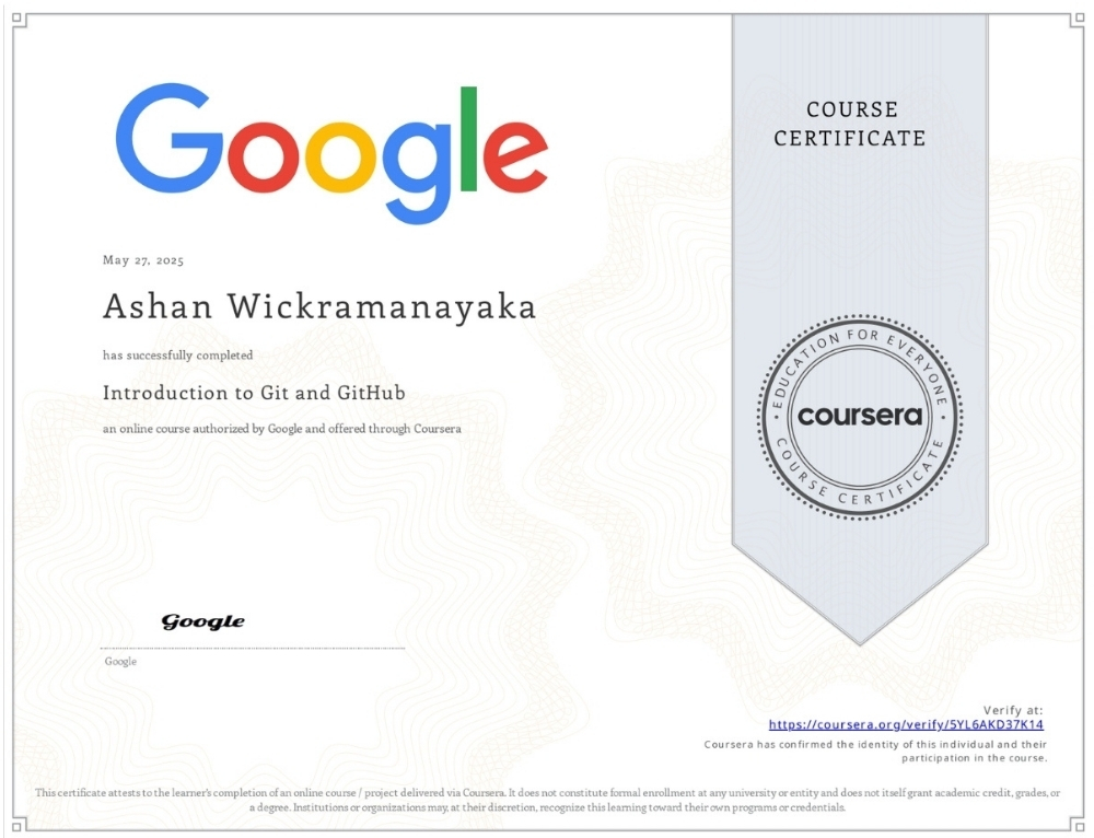 Google Git and GitHub Certificate